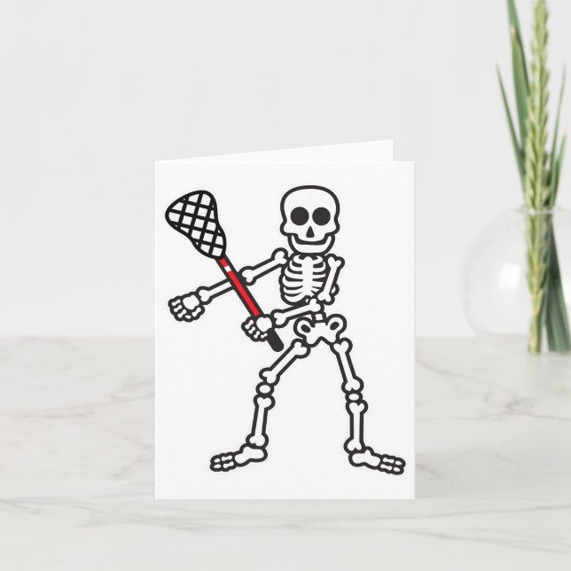 Flossing Skeleton Lacrosse Player Halloween Costum Card (Front)