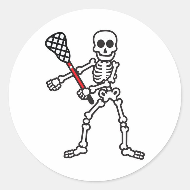 Flossing Skeleton Lacrosse Player Halloween Costum Classic Round Sticker (Front)