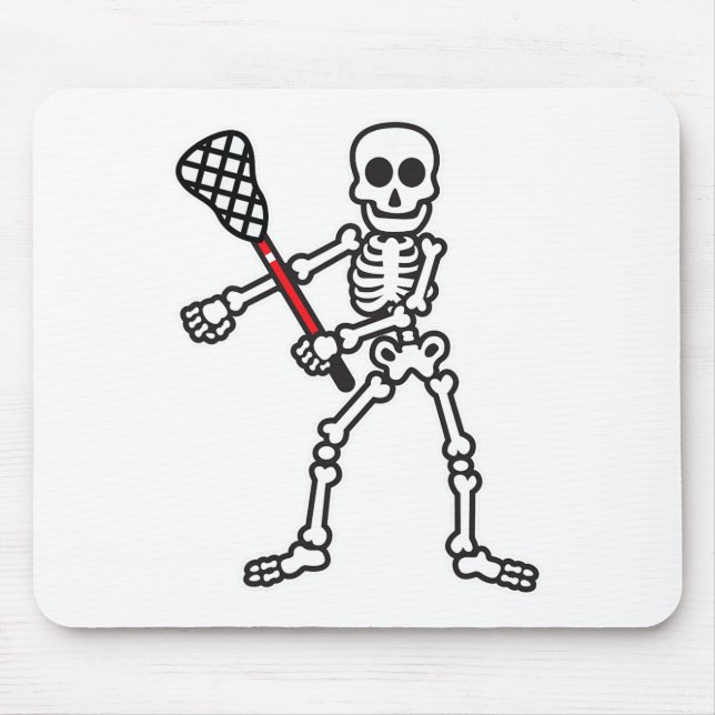 Flossing Skeleton Lacrosse Player Halloween Costum Mouse Mat (Front)