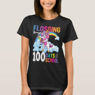 Flossing Through 100 Days Of School Flossing Unico T-Shirt