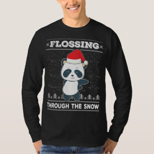 Flossing Through The Snow Panda Ugly Christmas Swe T-Shirt