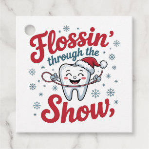 Flossing Thru the Snow Funny Xmas Christmas Favour Tags