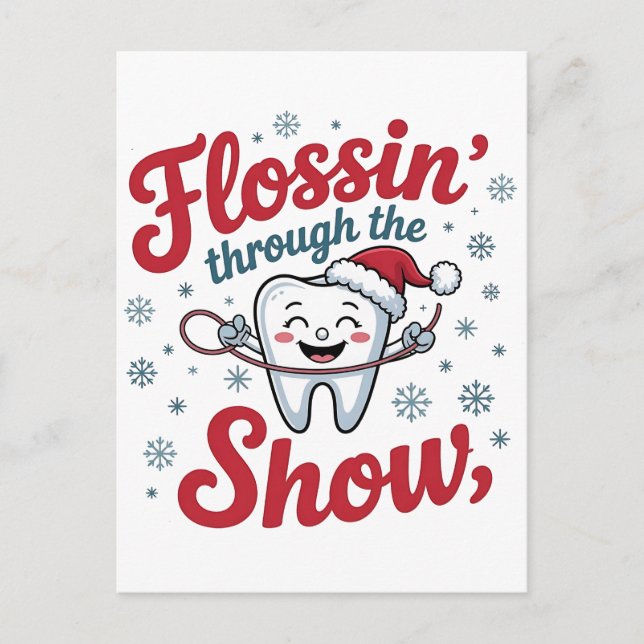 Flossing Thru the Snow Funny Xmas Christmas  Holiday Postcard (Front)