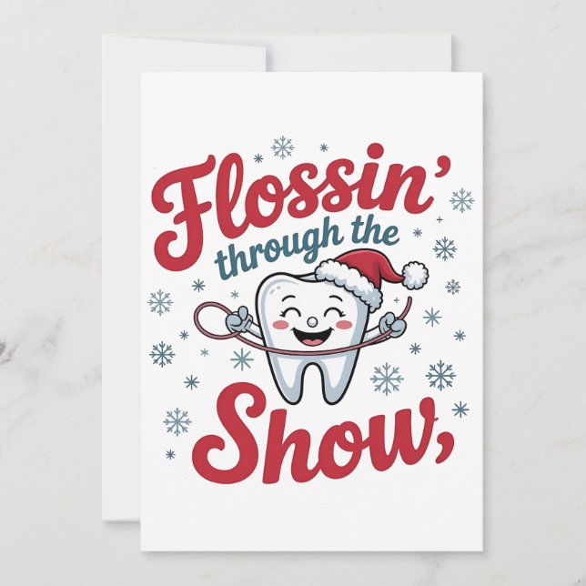 Flossing Thru the Snow Funny Xmas Christmas  Invitation (Front)