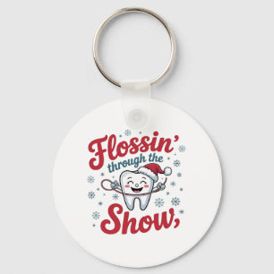 Flossing Thru the Snow Funny Xmas Christmas Key Ring