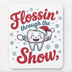 Flossing Thru the Snow Funny Xmas Christmas Mouse Mat
