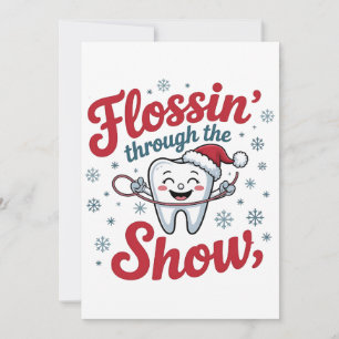 Flossing Thru the Snow Funny Xmas Christmas Thank You Card