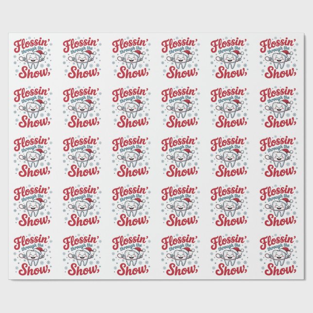 Flossing Thru the Snow Funny Xmas Christmas  Wrapping Paper (Flat)