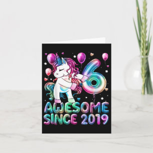 Flossing Unicorn 6 Year Old 6th Birthday Girl Unic Card