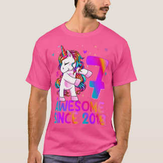 Flossing Unicorn 7 Year Old 7Th Birthday Girl Unic T-Shirt