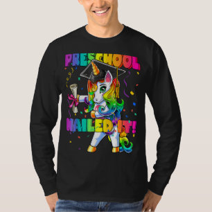 Flossing Unicorn Preschool Graduation Cap Diploma T-Shirt