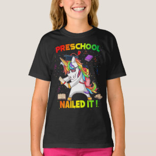 Flossing Unicorn Preschool Graduation Cap Diploma  T-Shirt