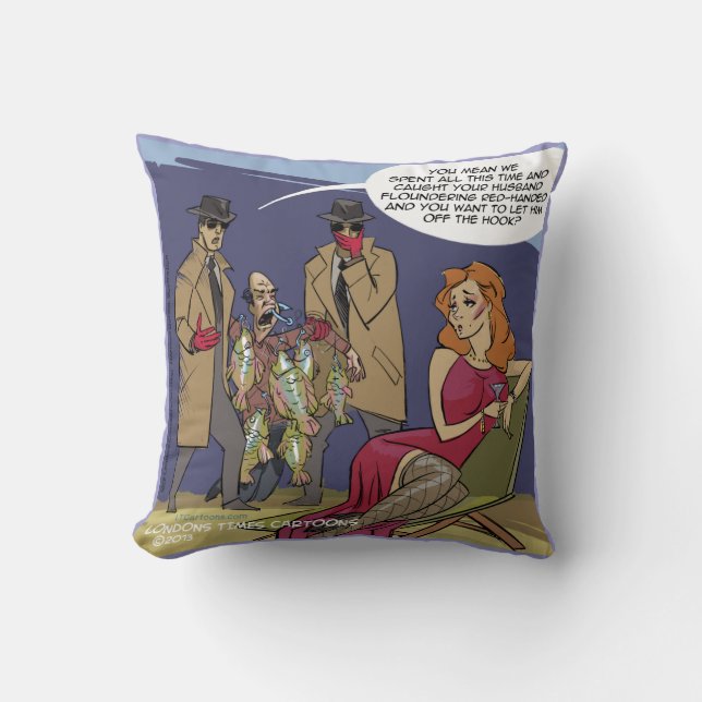 Floudering Husband Irritated Wife Funny Cushion (Front)