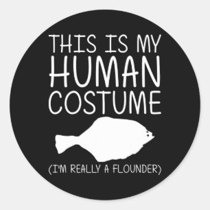 Flounder Easy Halloween Human Costume Food Fish Di Classic Round Sticker