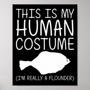 Flounder Easy Halloween Human Costume Food Fish Di Poster