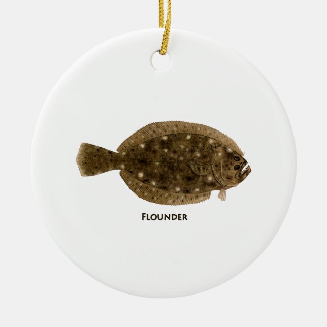 Flounder Logo Ceramic Tree Decoration (Front)