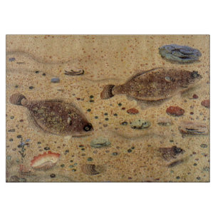 Flounders or Flat Fish, Vintage Marine Ocean Life  Cutting Board