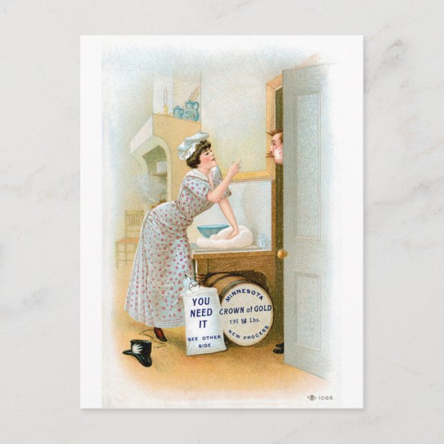 Flour Bakery Vintage Food Ad Art Postcard (Front)