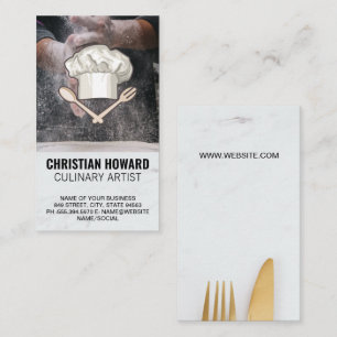 Flour   Chef Hat and Utensils Logo Business Card