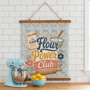 Flour Power Cottage Baking Club Hanging Tapestry