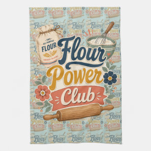 Flour Power Cottage Baking Club Pattern Tea Towel