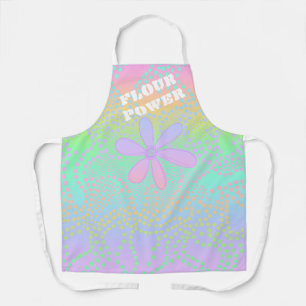 Flour Power Funny Retro Rainbow Apron