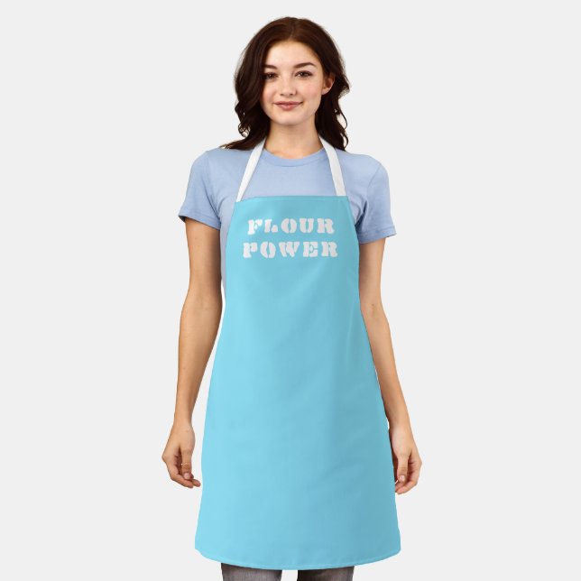 Flour Power Light Blue Apron (Worn)