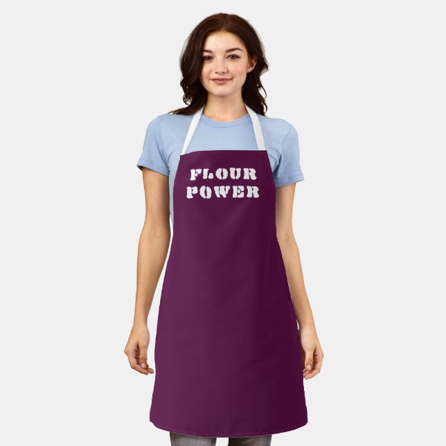 Flour Power Plum Baking Apron (Worn)
