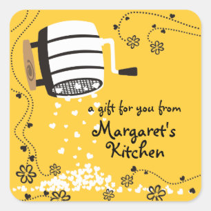 Flour sifter flowers baker baking gift tag label