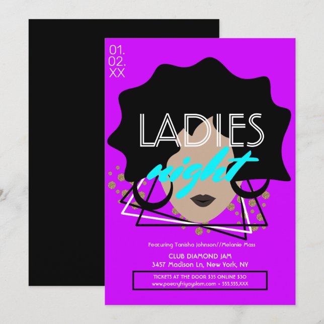 Flourescent Night Club Ladies Promotional Flyer Invitation (Front/Back)
