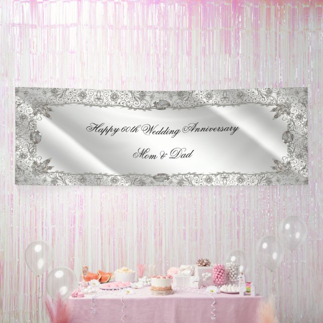 Flourish 60th Diamond Wedding Anniversary Banner (Party)