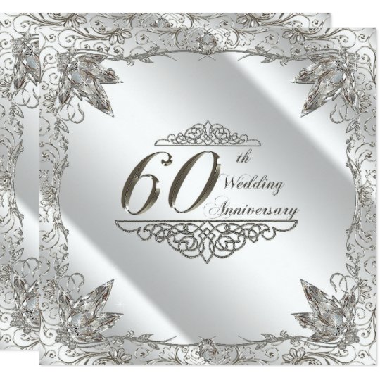 Flourish 60th  Diamond Wedding  Anniversary  Invite  Zazzle 