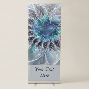Flourish Abstract Modern Flower With Blue Text Retractable Banner