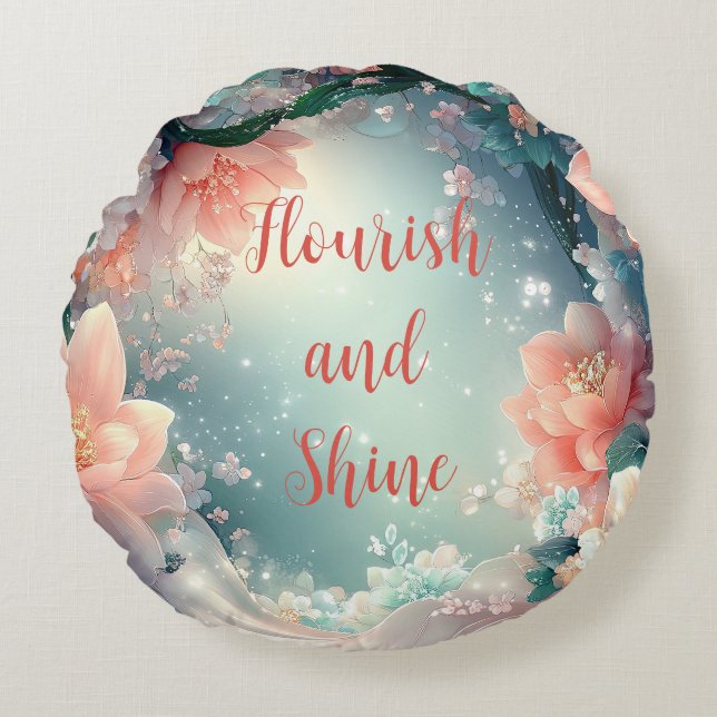 Flourish and Shine Floral Round Cushion (Front)