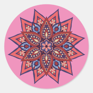 Flourish  Boho Mandala Classic Round Sticker