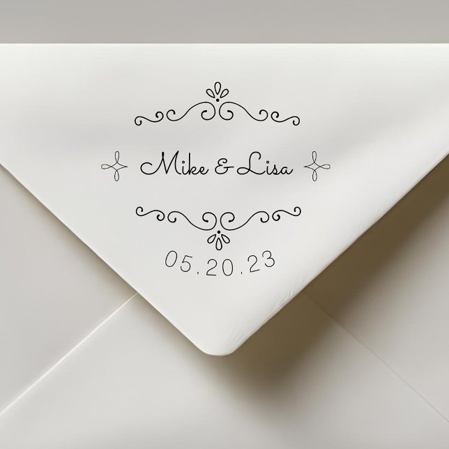 Flourish  Couple Names Wedding Save the Date Rubber Stamp (Creator Uploaded)