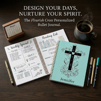 Flourish cross personalised bullet journal