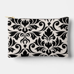 Flourish Damask Art I 2Way Black + Cream Accessory Pouch