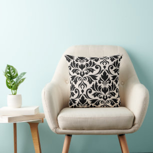 Flourish Damask Art I 2Way Black + Cream Cushion