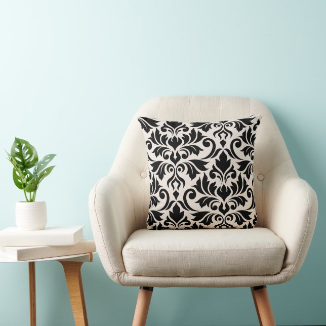 Flourish Damask Art I 2Way Black + Cream Cushion (Chair)