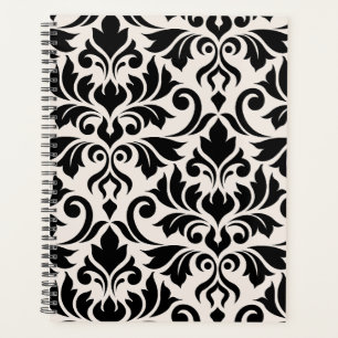 Flourish Damask Art I Black on Cream Planner
