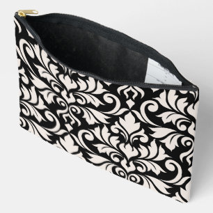 Flourish Damask Art I Cream on Black Accessory Pouch