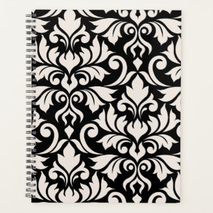 Flourish Damask Art I Cream on Black Planner