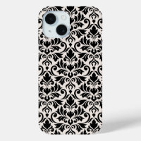 Flourish Damask Big Pattern Black on Cream