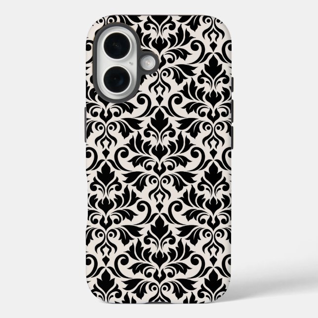Flourish Damask Big Pattern Black on Cream Case-Mate iPhone Case (Back)