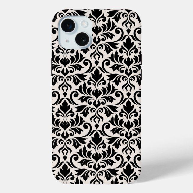 Flourish Damask Big Pattern Black on Cream Case-Mate iPhone Case (Back)
