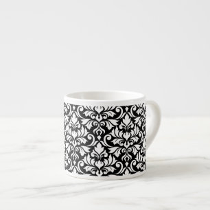 Flourish Damask Big Pattern White on Black Espresso Cup