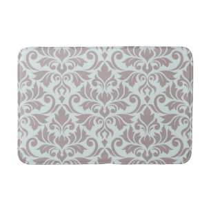 Flourish Damask Lg Pattern Taupe on Duck Egg Blue Bath Mat