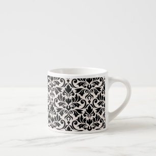 Flourish Damask Pattern Black on Cream Espresso Cup