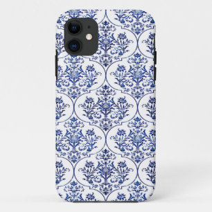 Flourish Damask Pattern - blue iPhone 11 Case